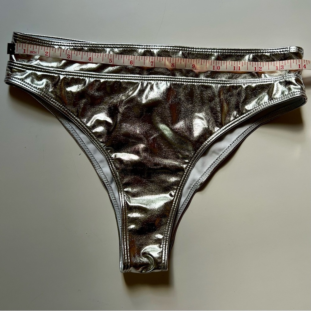๐ฝ Cheeky High-Waist Metallic Bikini Bottom Sz L ๐ฝ Spacey Aliencore Swimwear - Picture 5 of 7